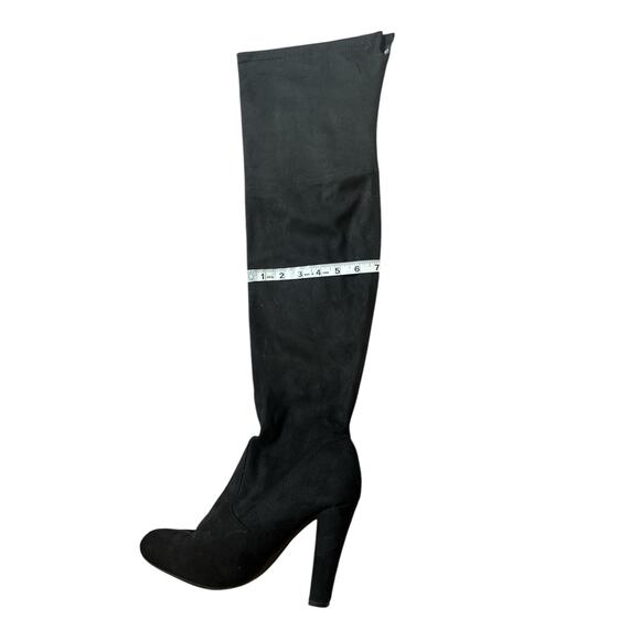Steve Madden Black Faux Suede Thigh‑High Block Heel Boots Size 10 US - Picture 7 of 9